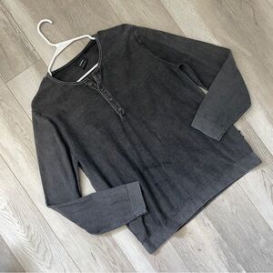 Strellson Henley Shirt long sleeve mens Gray (large) preppy casual rugged washed